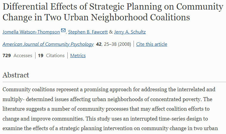 Differential Effects of Strategic Planning on Community Change in Two Urban Neighborhood Coalitions